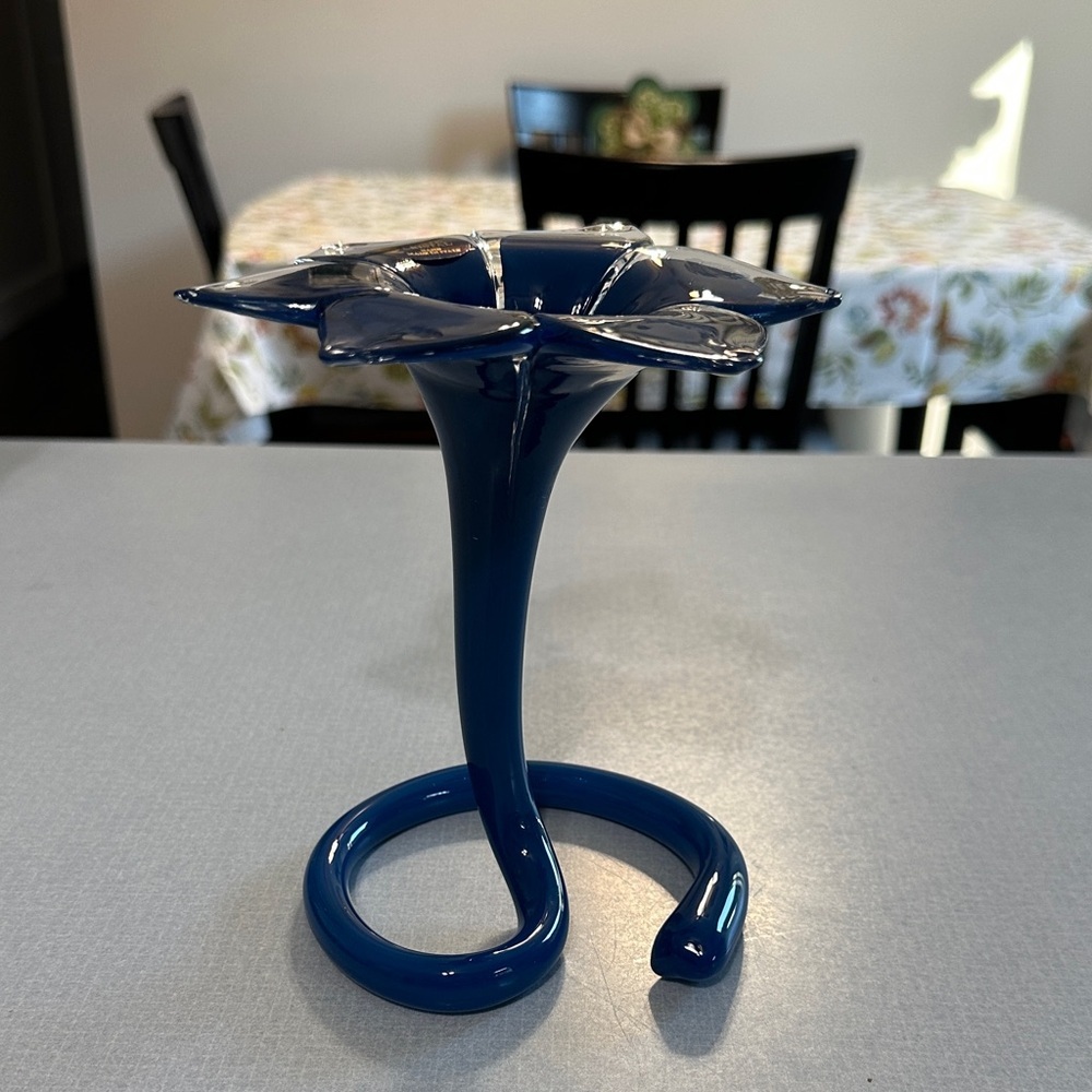 Blue Murano Glass Flower Vase